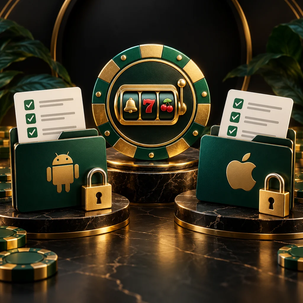 A slot-game chip and two app-source checklist folders with locks